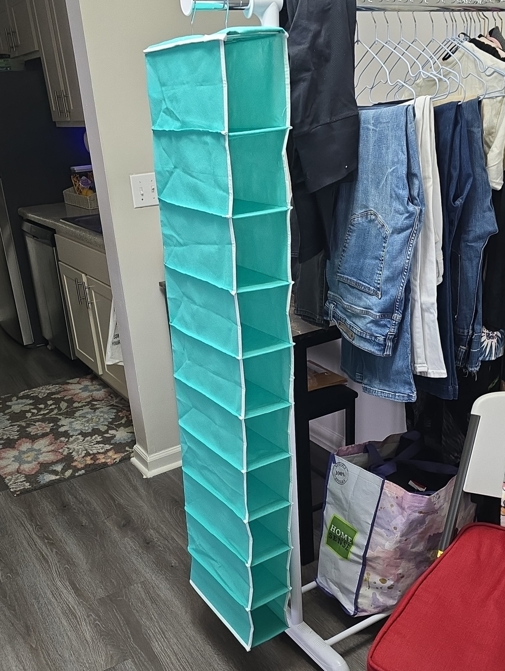 10-Shelf Hanging Closet Organizer in Teal - Space-Saving Storage